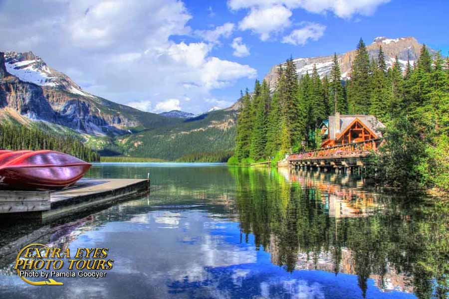 Emerald Lake with beautiful waters. And colorful mountains.