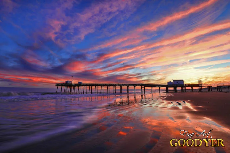 Sunset on the new jersey beach bright pink