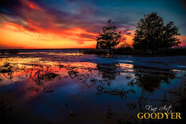 Sunset with brillian colors, pamela goodyer fine art