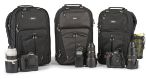 group of think tank camera bags and gear