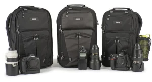 group of think tank camera bags and gear